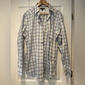 Banana Republic Blue, Black and White Casual Button Down Shirt